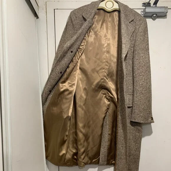 VINTAGE SIMPSONS THE STORE FOR MEN TWEED TRENCH COATS SIZE L/XL - Picture 6 of 12